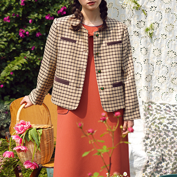 クラシックチェック柄ショートジャケット Z00509