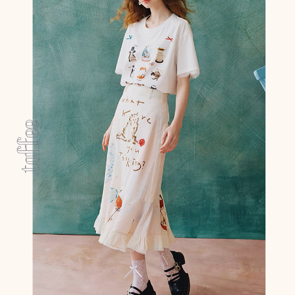 フリルヘムプリントスカート《Z00963》