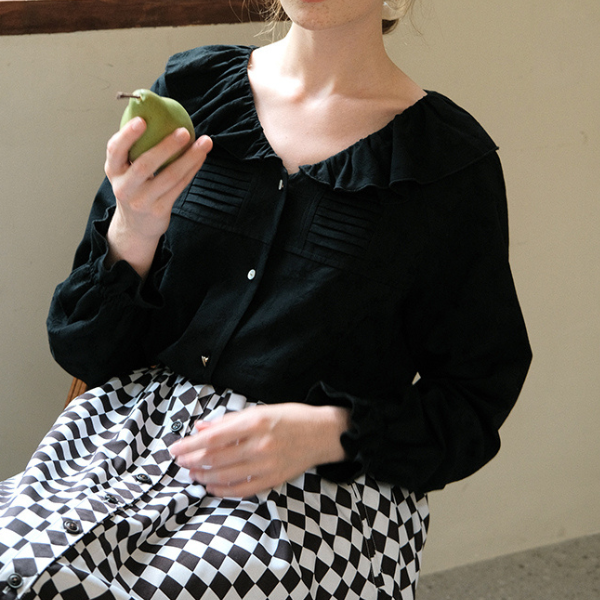 【2color】フリルカラーブラウス X-321