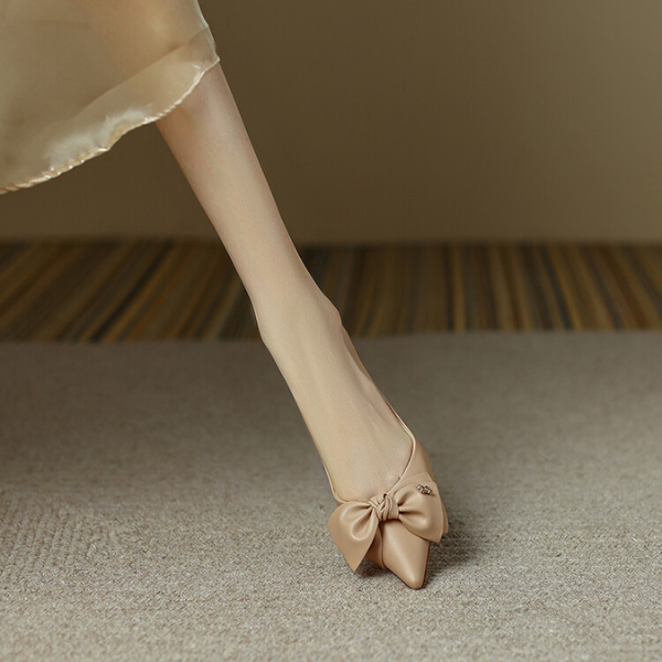 リボンポインテッドトゥパンプス X-038