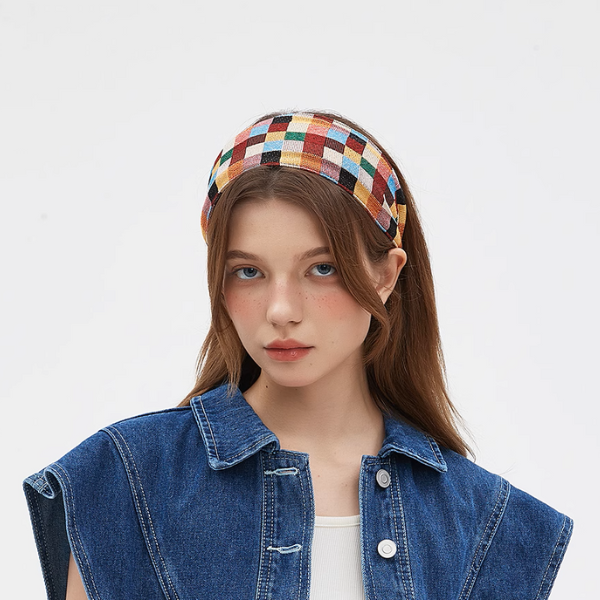 カラフルブロックチェックヘアバンド《Z01030》
