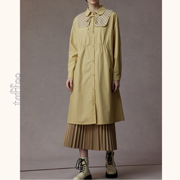 【2color】チェック柄ショールデザインシャツワンピース 《Z00810》