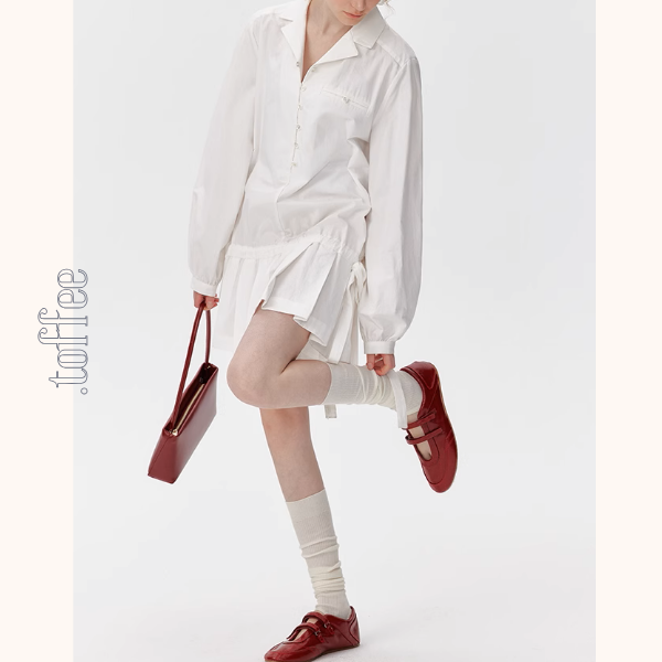 リボンドローストリングシャツワンピース《Z01010》