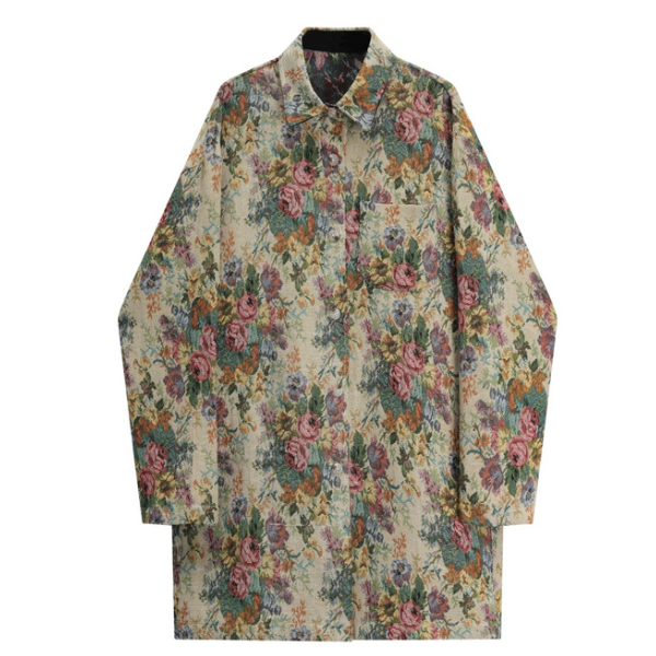 フラワー刺繍入りシャツジャケット Z00050