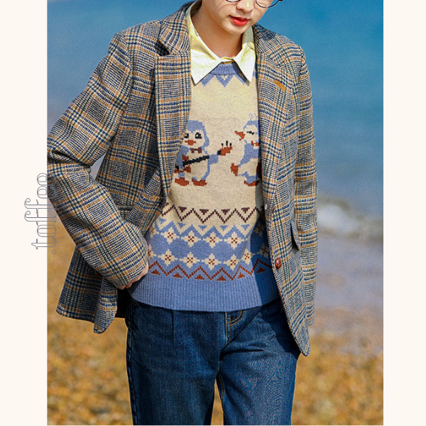 グレンチェック柄 テーラードジャケット 《Z00769》