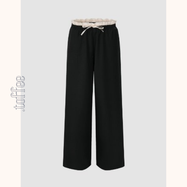 【5color】レースウエストワイドパンツ Z00410