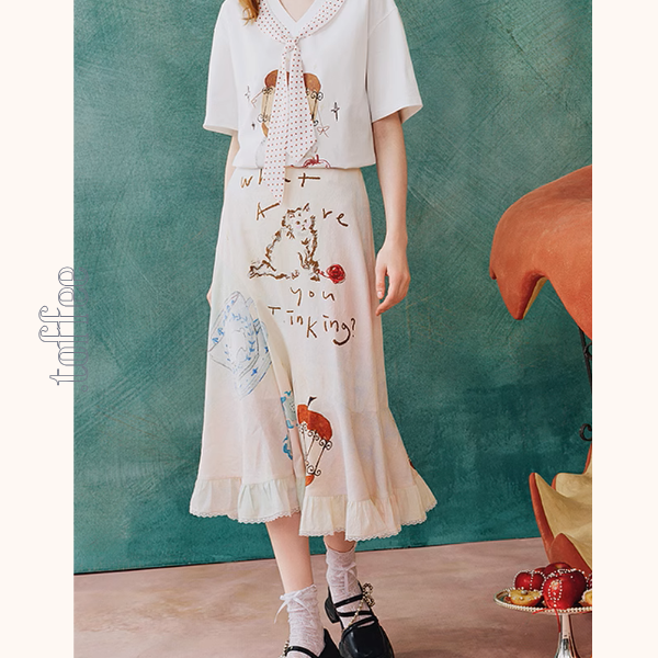 フリルヘムプリントスカート《Z00963》