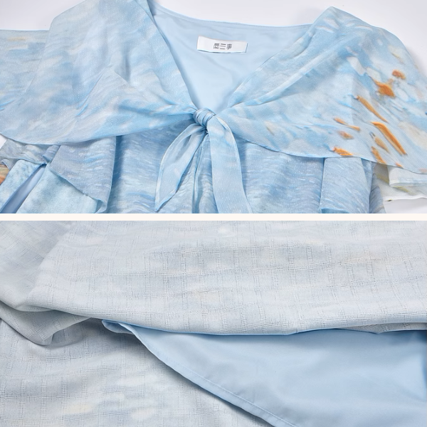 潮の音が聞こえる:シフォンプリントロングワンピース《Z00972》