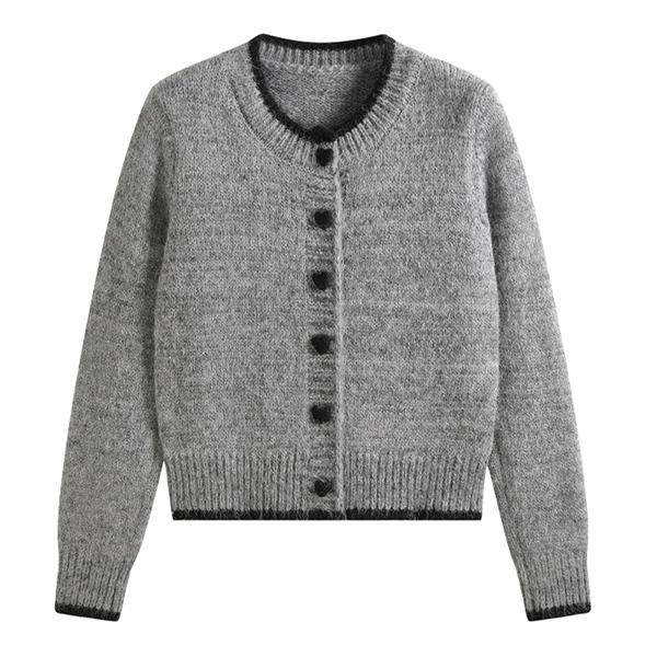 【3color】ハートボタンラウンドネックカーディガン 《Z00651》