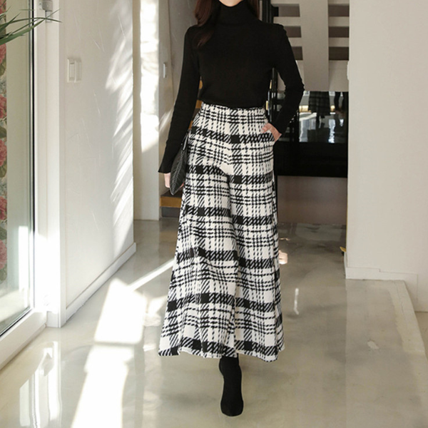 ワイドレッグチェックパンツ X-467