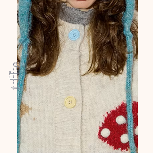 カラフルきのこの遊び心カーディガン《Z01136》