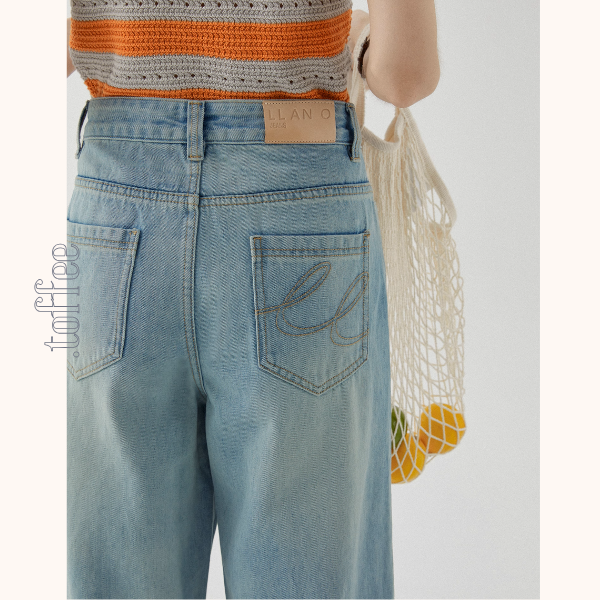 刺繍入りワイドデニムパンツ《Z01097》