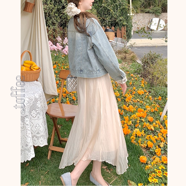 花咲く朝のレース付きデニムジャケット《Z01153》