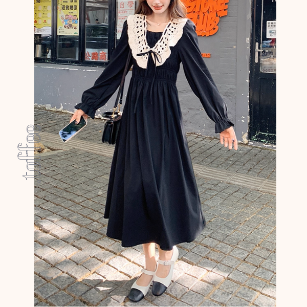 レース襟と歩く、午後の物語ワンピース《Z01154》