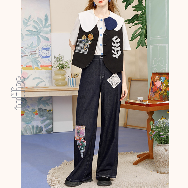 線画とレースが奏でる詩のシャツ《Z01138》