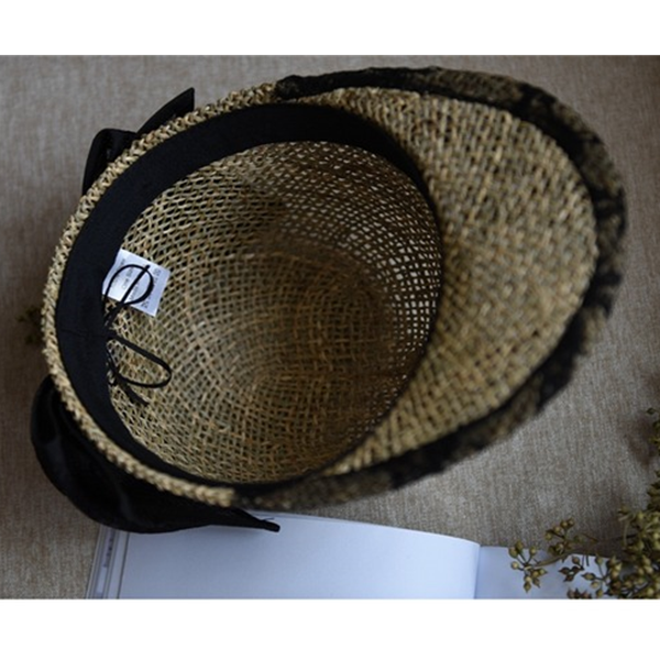 バックリボン付ストローベースボールキャップ Z00403