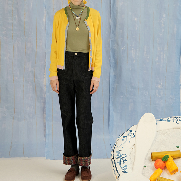 ツイードロールアップデニムパンツ Z00625