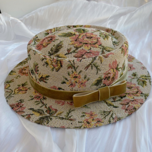 【3color】ゴブラン織り花柄ヴィンテージハット Z00058