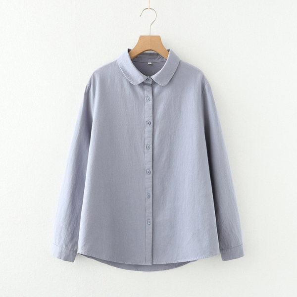 【6color】純綿ポロカラーロングスリーブシャツ 《Z00728》