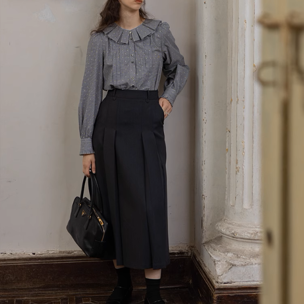 【2pattern】フリル&プリーツディテールブラウス《Z00860》