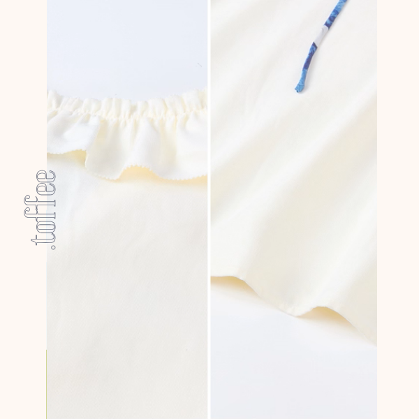 【2color】ひと筆の空を結ぶ、フリルとアートのブラウス《Z01124》