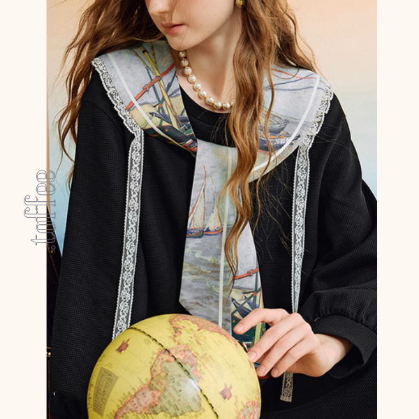 ゴッホの舟と夢の海、セーラーワンピース《Z01149》