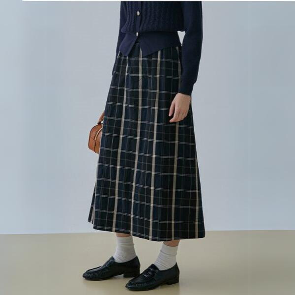Aラインチェックスカート X-365