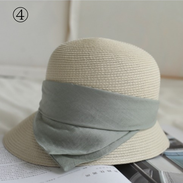 【4color】チェーンベルトドームシルエットストローハット AU-104