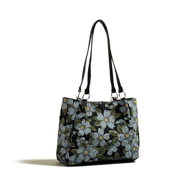 レトロフローラルプリントハンドバッグ AU-362