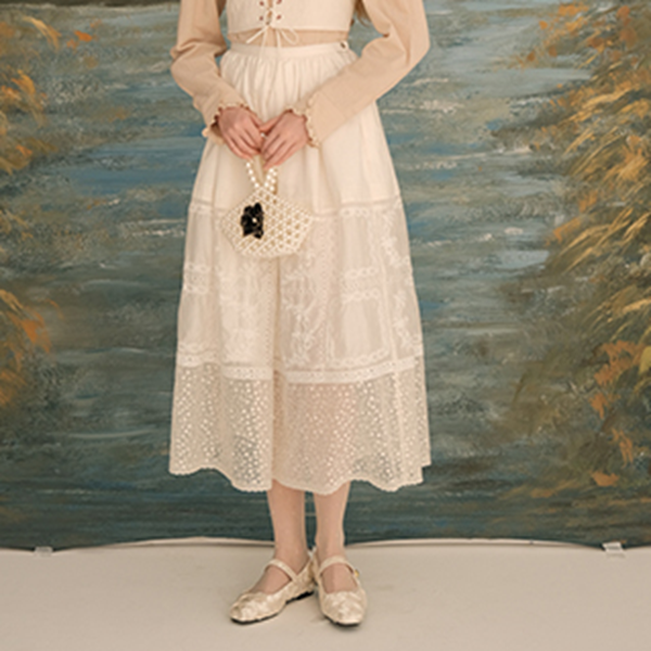 シアーレースミモレ丈スカート 《Z00619》