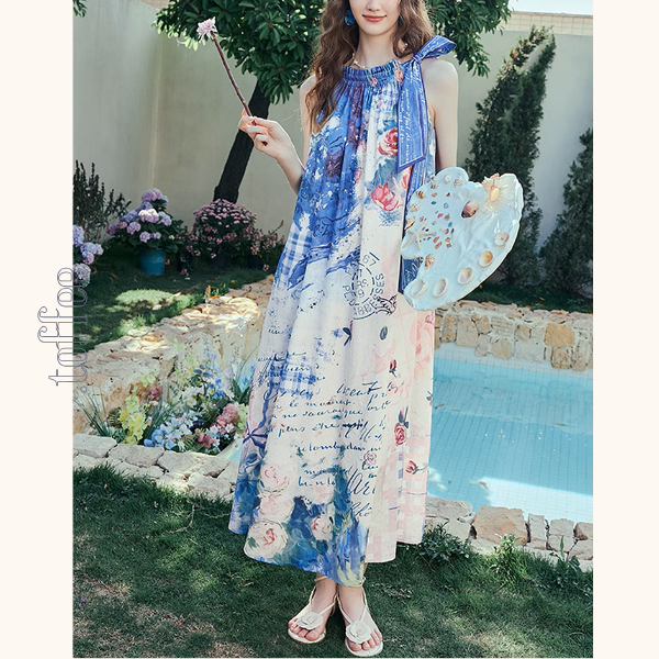 深海の花の泡ホルターネックワンピース《Z00967》