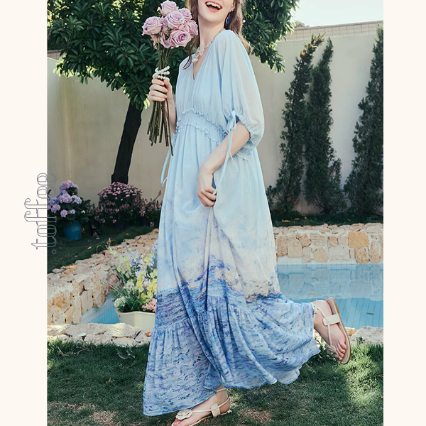 ロングティアードマキシワンピース《Z00969》