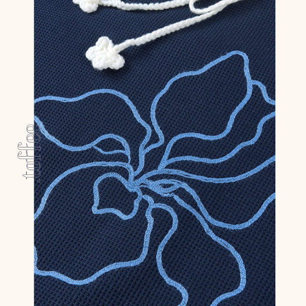 かぎ針襟と花刺繍のネイビーセット《Z01135》