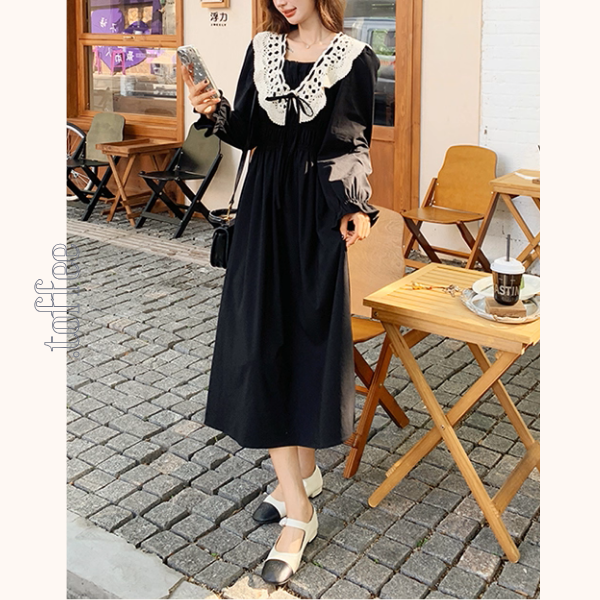 レース襟と歩く、午後の物語ワンピース《Z01154》