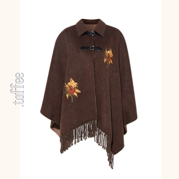 ひまわり刺繍のアートケープコート《Z01128》