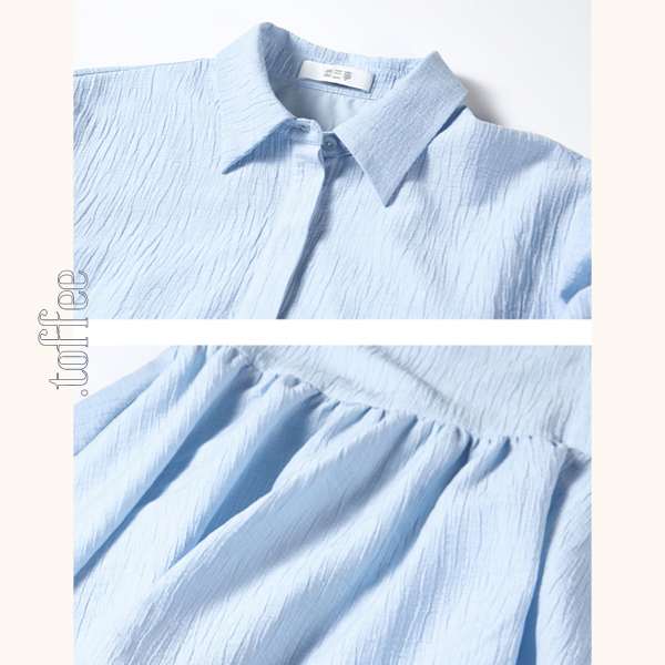 レースカラーブルーワンピース Z00528