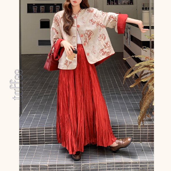 花咲く情景のセットアップ/花柄トップス&マキシスカート《Z01151》