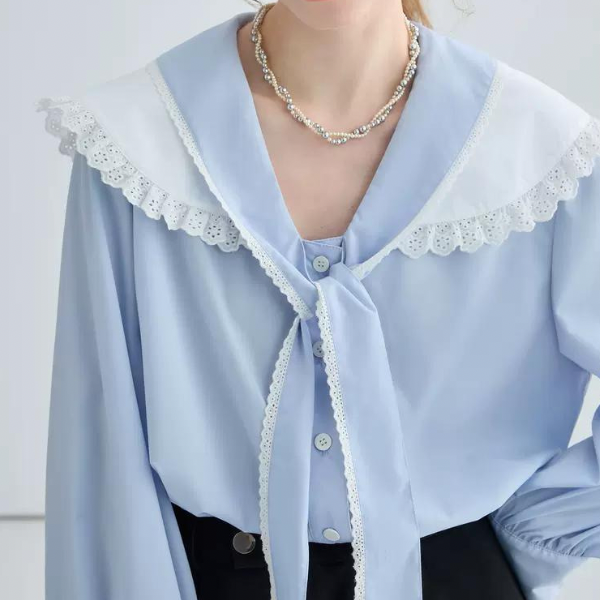 フリルカラーボウタイシャツ w-139