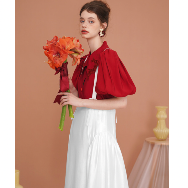 【2color】Vカットストラップワンピース X-185