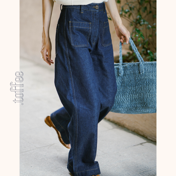 インディゴブルーワイドデニムパンツ Z00404