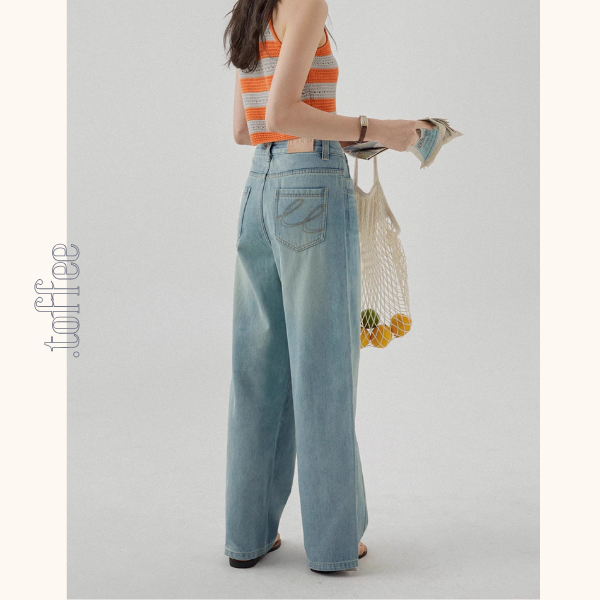 刺繍入りワイドデニムパンツ《Z01097》