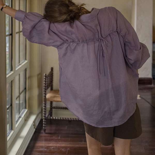 【4color】ランタンスリーブオーバーサイズシアーシャツ《Z00863》