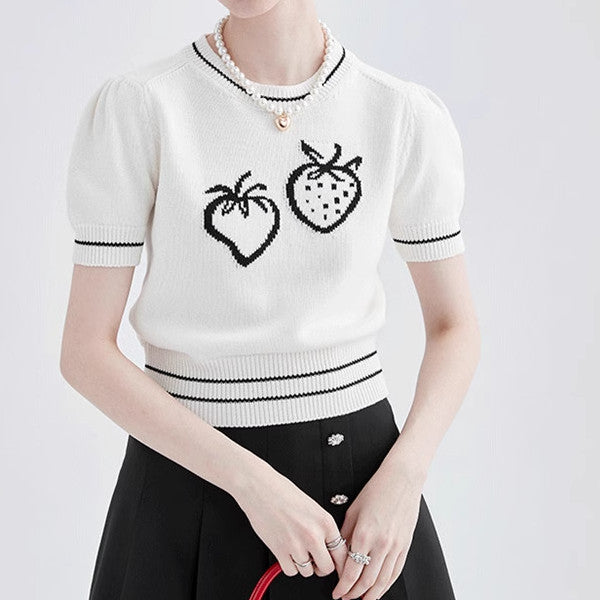 ストロベリー半袖ニットトップ Z00257