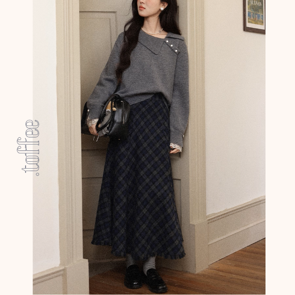 【3color】星降る午後のレース襟ニット《Z01142》