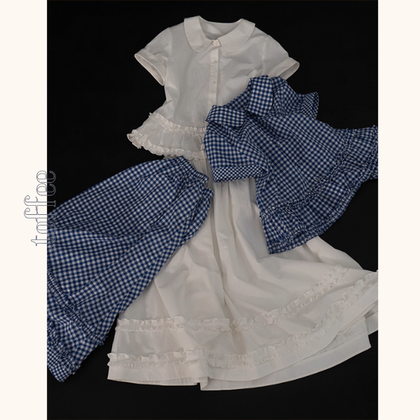 【2color】ギンガムチェック&フリルセットアップ《Z01098》