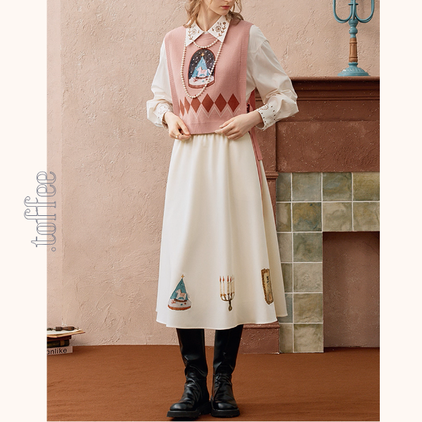 ヴィンテージ調プリントフレアスカート《Z01102》