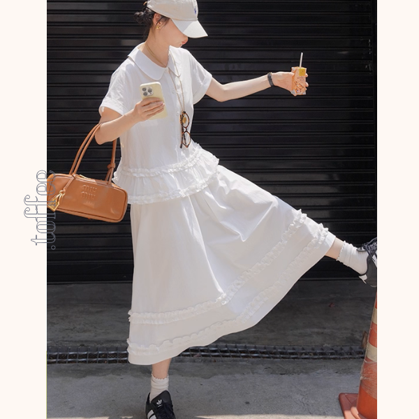 【2color】ギンガムチェック&フリルセットアップ《Z01098》