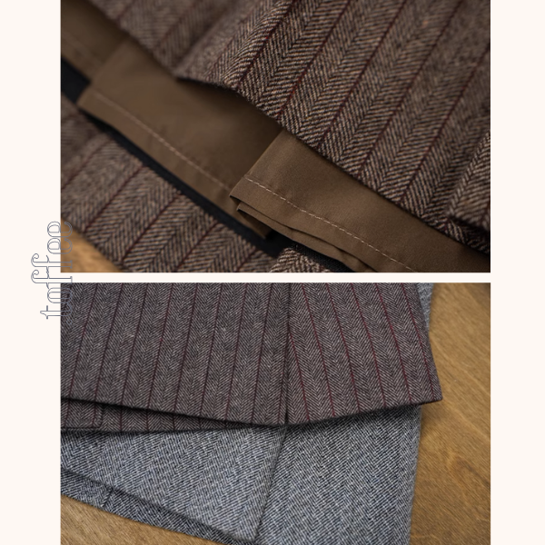 ストライプテーラードジャケット&ロングプリーツスカートセットアップ《Z00865》