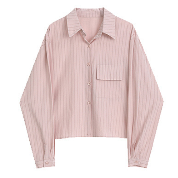 【3color】ピンストライプシャツ+キャミソールセットアップ X-223