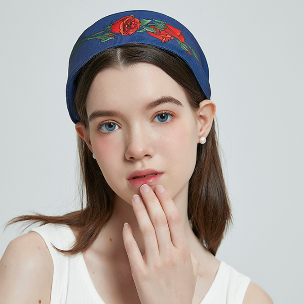 ローズプリントデニムカチューシャ X-102